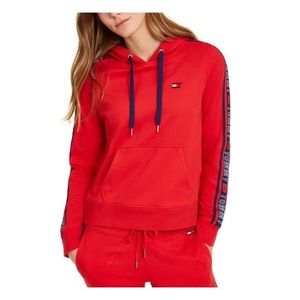 Tommy Hilfiger Women's Sport Logo Hoodie Red Size
